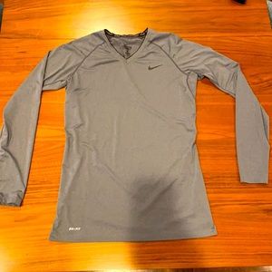 Nike pro combat v neck base layer fitted shirt. Size large fits snug